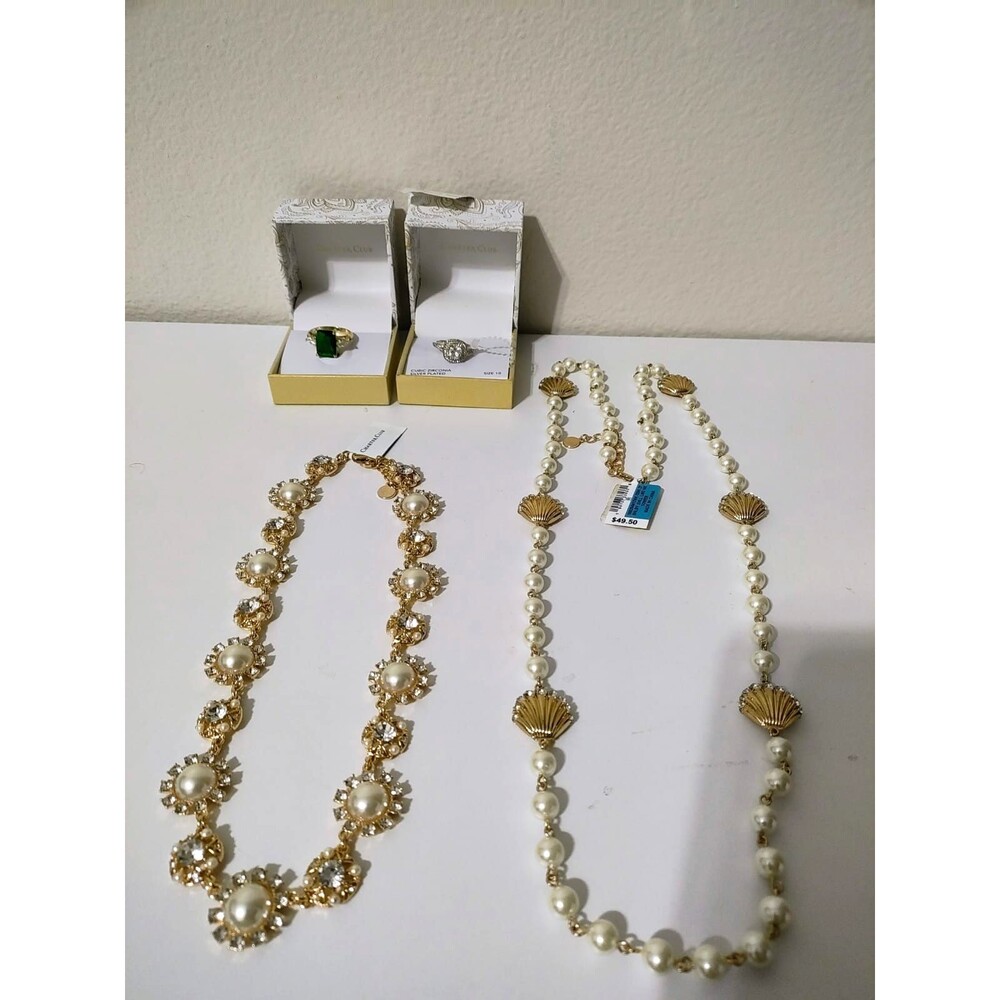Charter Club Jewelry Lot – Pearl Necklaces & Statement Rings